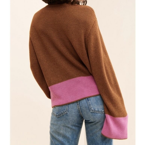 VARLEY Panama Knit Colorblock Metallic Caramel Cafe Sweater Sz S NWT - Picture 4 of 12